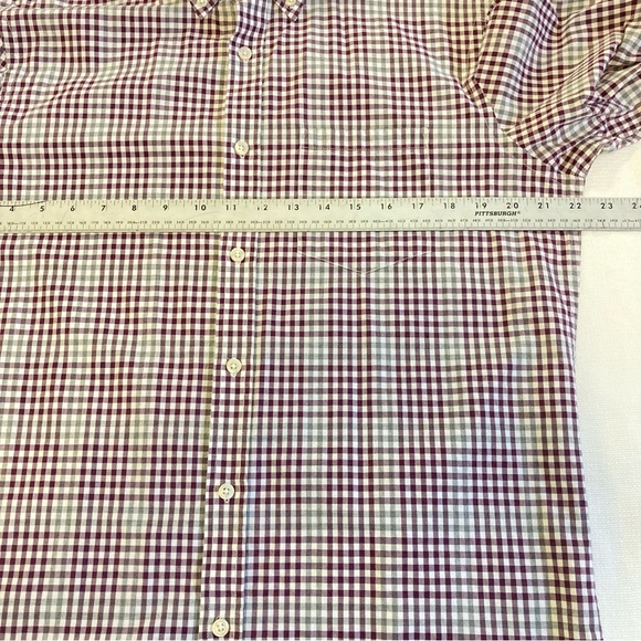 Banana Republic Soft wash Standard fit Checkered Shirt  Burgundy, Grey and White - Picture 8 of 9